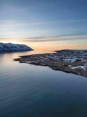 Fototapeta premium Beautiful sunset of Island of Hrisey in Iceland