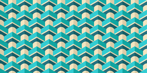 Geometric Pattern in Turquoise and Beige