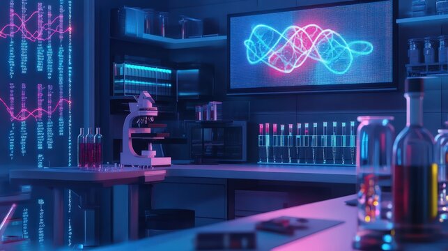Biotech Lab with Advanced DNA Research Tools and Scientific Analysis