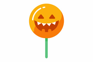 Halloween holiday cartoon candy caramel lollipop or monster dessert, vector icon. Halloween horror night holiday and trick or treat party sweet lollipop caramel for kids spooky scary candy sweets with