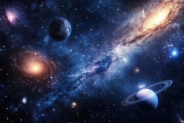 Astronomy backdrop showcasing galaxies and space wonders