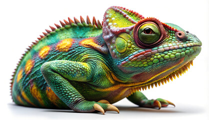 Fototapeta premium Chameleon on White Background. 