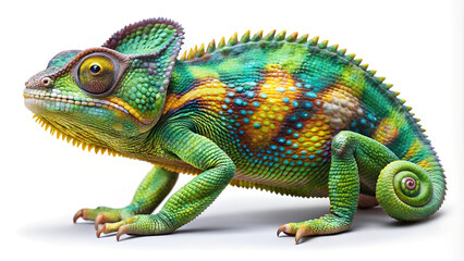 Obraz premium Chameleon on White Background. 