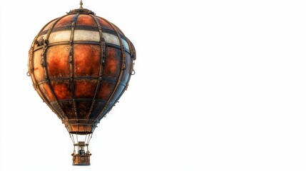 Obraz premium Illustration for a steampunk hot air balloon floating isolated on white background