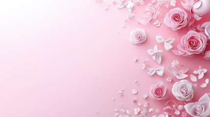 Delicate pink floral and butterfly arrangement on gradient background symbolizing girlhood design