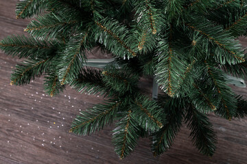 macro artificial Festive Christmas tree close-up