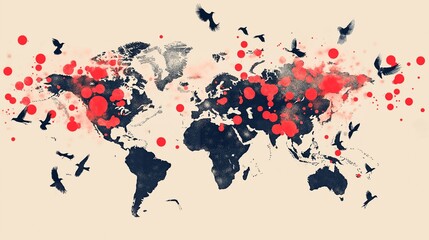 Fototapeta premium map of the world with a flag on a white background