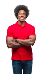 Afro american man over isolated background happy face smiling with crossed arms looking at the camera. Positive person.