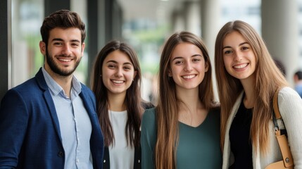 Group of Students Smiling Outside a School Setting