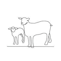 One continuous line drawing of people with Tiger with their young vector illustration. Animal themes design in simple linear style vector concept. Animal design for educational presentation purpose.