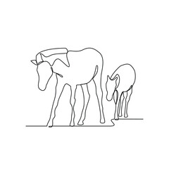 One continuous line drawing of people with Deer with their young vector illustration. Animal themes design in simple linear style vector concept. Animal design for educational presentation purpose.