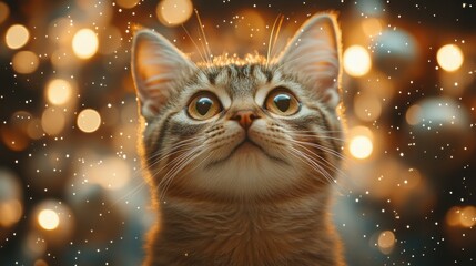 Cat that is looking up at the camera