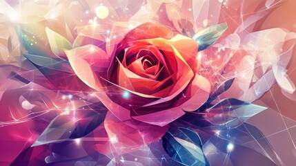 Vibrant geometric rose capturing whimsy and elegance of girlhood design