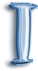 Metallic Balloon letter I in blue tones