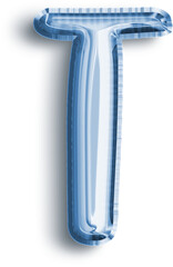Metallic Balloon letter T in blue tones