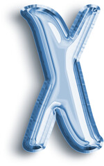 Metallic Balloon letter X in blue tones
