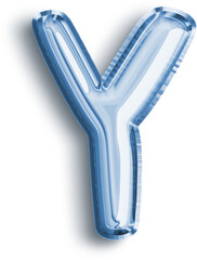 Metallic Balloon letter Y in blue tones