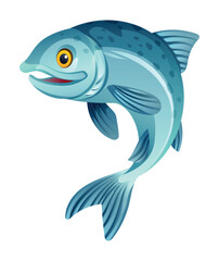 Salmon fish cartoon illustration isolated on white background