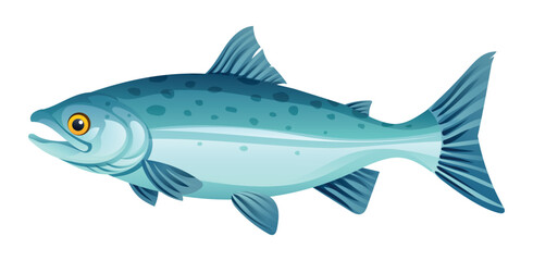 Salmon fish cartoon vector illustration isolated on white background