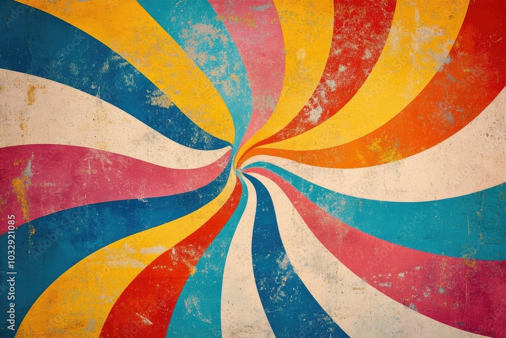 Poster vibrant retro design with a vintage texture. perfect for adding a pop of color and nostalgia to your