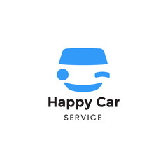 Smiling car vector logo design. Car service concept for automotive, logo, transportation, monogram and race branding and identity.