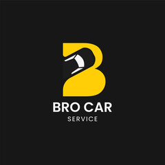 Letter B with car vector logo design. Fonts for automotive, vechile, logo, transportation, monogram and race. Alphabet label symbol for branding and identity.