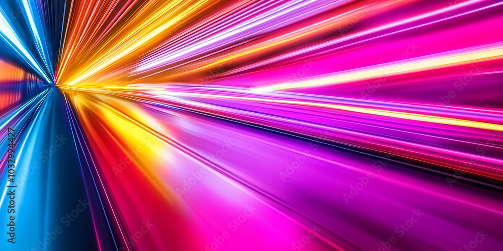 Poster colorful light trails representing speed and motion