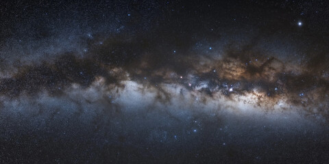 Milky way galaxy shining over planet earth in night sky