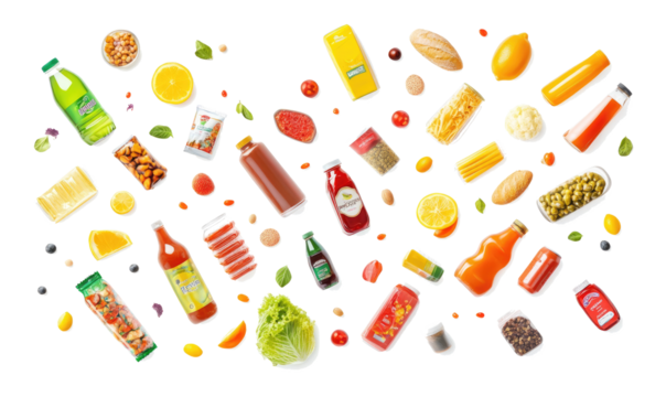 Different grocery isolated on transparent background 
