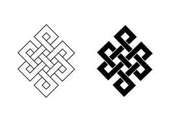 endless tibetan eternal knot symbol tattoo logo isolated on white background. vector illustration.