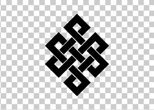 endless tibetan eternal knot symbol tattoo logo isolated on transparent background. vector illustration.