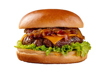 fresh tasty burger isolated on transparent background