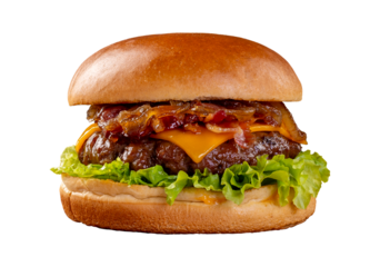 fresh tasty burger isolated on transparent background