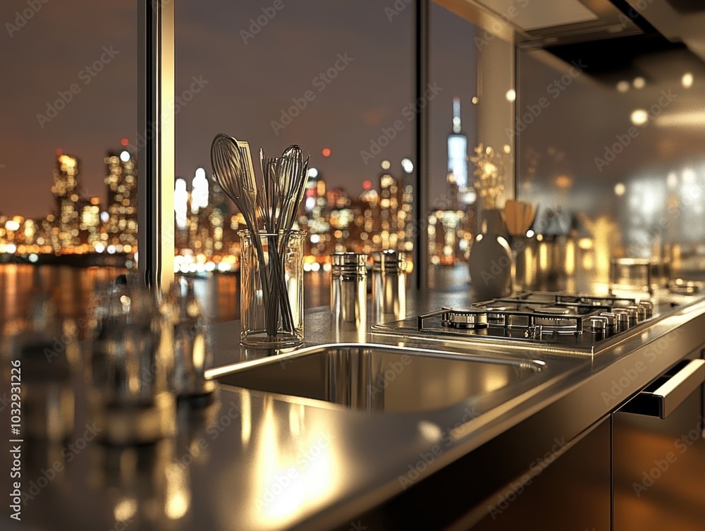 Wall mural a kitchen counter with a sink and a window