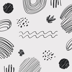 Black and white abstraction with lines and textures. Graphic abstraction with various textures and lines in black and white.