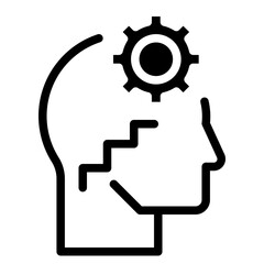 Human head gears tech icon, Cogwheel engineering technological inside brain, Artificial intelligence.