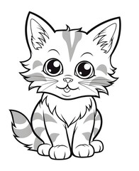 Obraz premium Adorable American Bobtail Cat Coloring Page for Kids