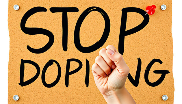Conceptual hand writing showing Stop Doping. Concept meaning do not use use banned athletic perforanalysisce enhancing drugs Corkboard size paper thumbtack sheet billboard notice board isolated with