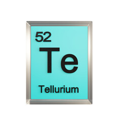 Tellurium front - Periodic Table Element, Scientific and Educational Use, Transparent and Translucent Design, 3D Render