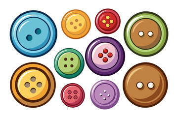 Collection of various sewing button on white background. each on is shot separately