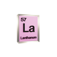 Lanthanum side - Periodic Table Element, Scientific and Educational Use, Transparent and Translucent Design, 3D Render