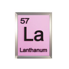 Lanthanum front - Periodic Table Element, Scientific and Educational Use, Transparent and Translucent Design, 3D Render