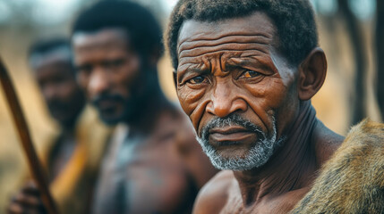 Portrait of elderly indigenous african man looking serious