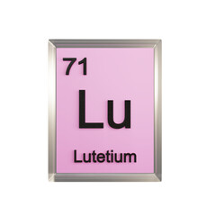 Lutetium front - Periodic Table Element, Scientific and Educational Use, Transparent and Translucent Design, 3D Render