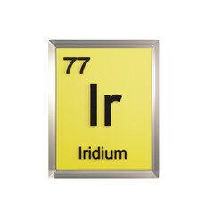 Iridium front - Periodic Table Element, Scientific and Educational Use, Transparent and Translucent Design, 3D Render