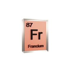 Francium side - Periodic Table Element, Scientific and Educational Use, Transparent and Translucent Design, 3D Render