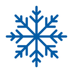 Simple single Snowflake icon sign symbol vector illustration isolated on white background. Christmas icon. Abstract snow logo frost cold weather. Winter precipitation. Flat blue snowflake symbol. EPS