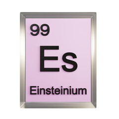 Einsteinium front - Periodic Table Element, Scientific and Educational Use, Transparent and Translucent Design, 3D Render