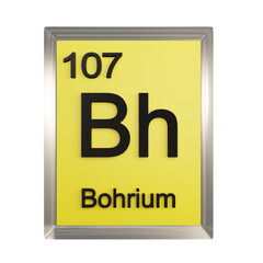 Bohrium front - Periodic Table Element, Scientific and Educational Use, Transparent and Translucent Design, 3D Render