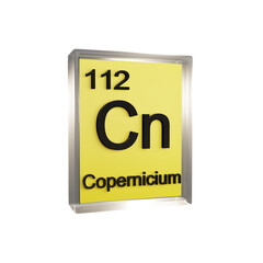 Copernicium side - Periodic Table Element, Scientific and Educational Use, Transparent and Translucent Design, 3D Render